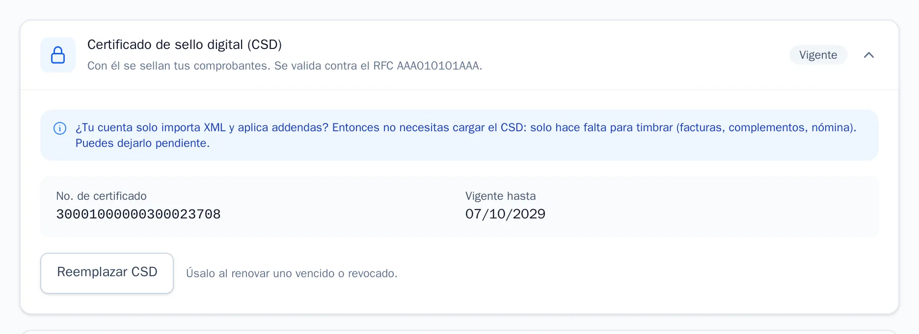 Alta de empresa con CSD