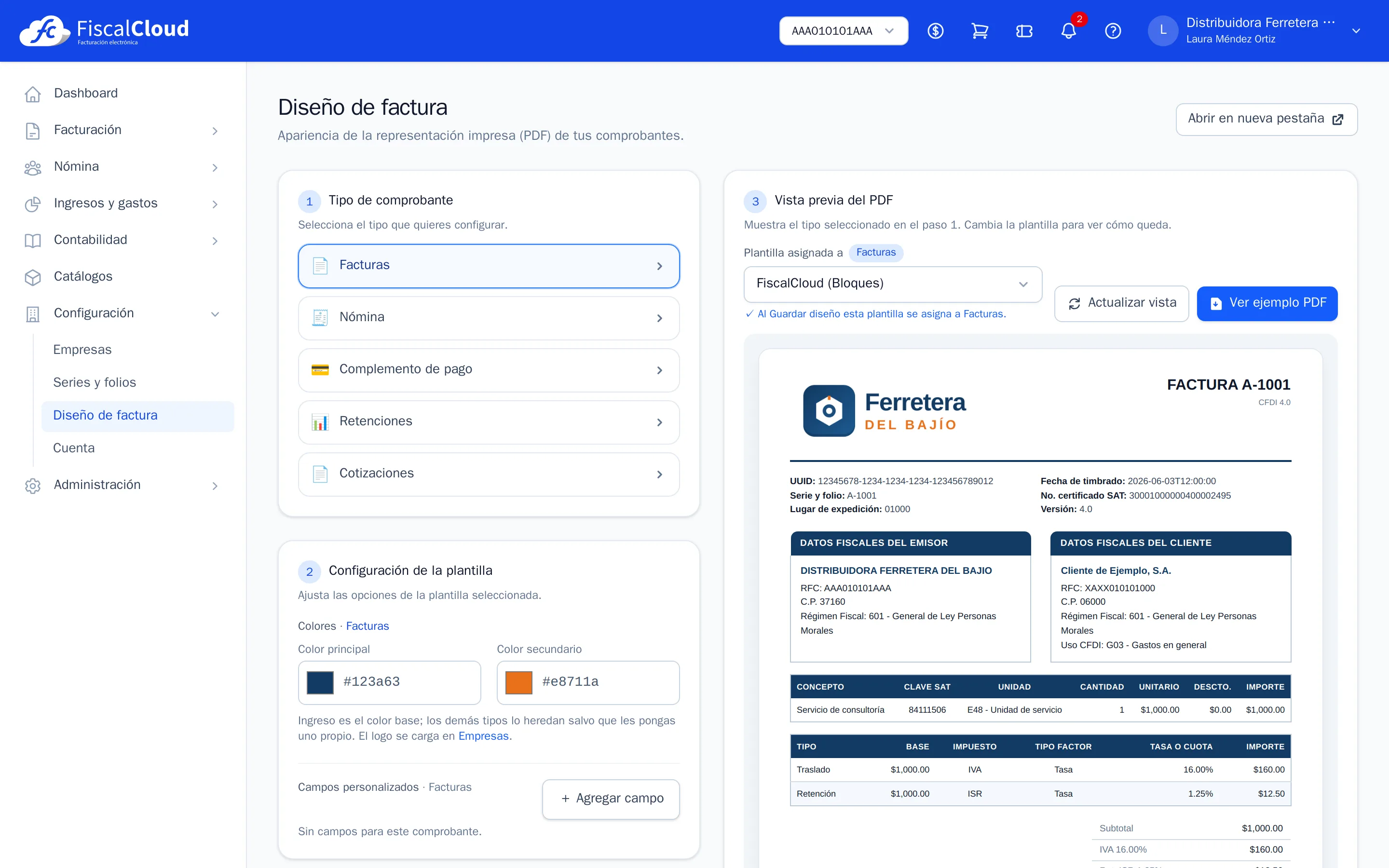 Diseño de la factura