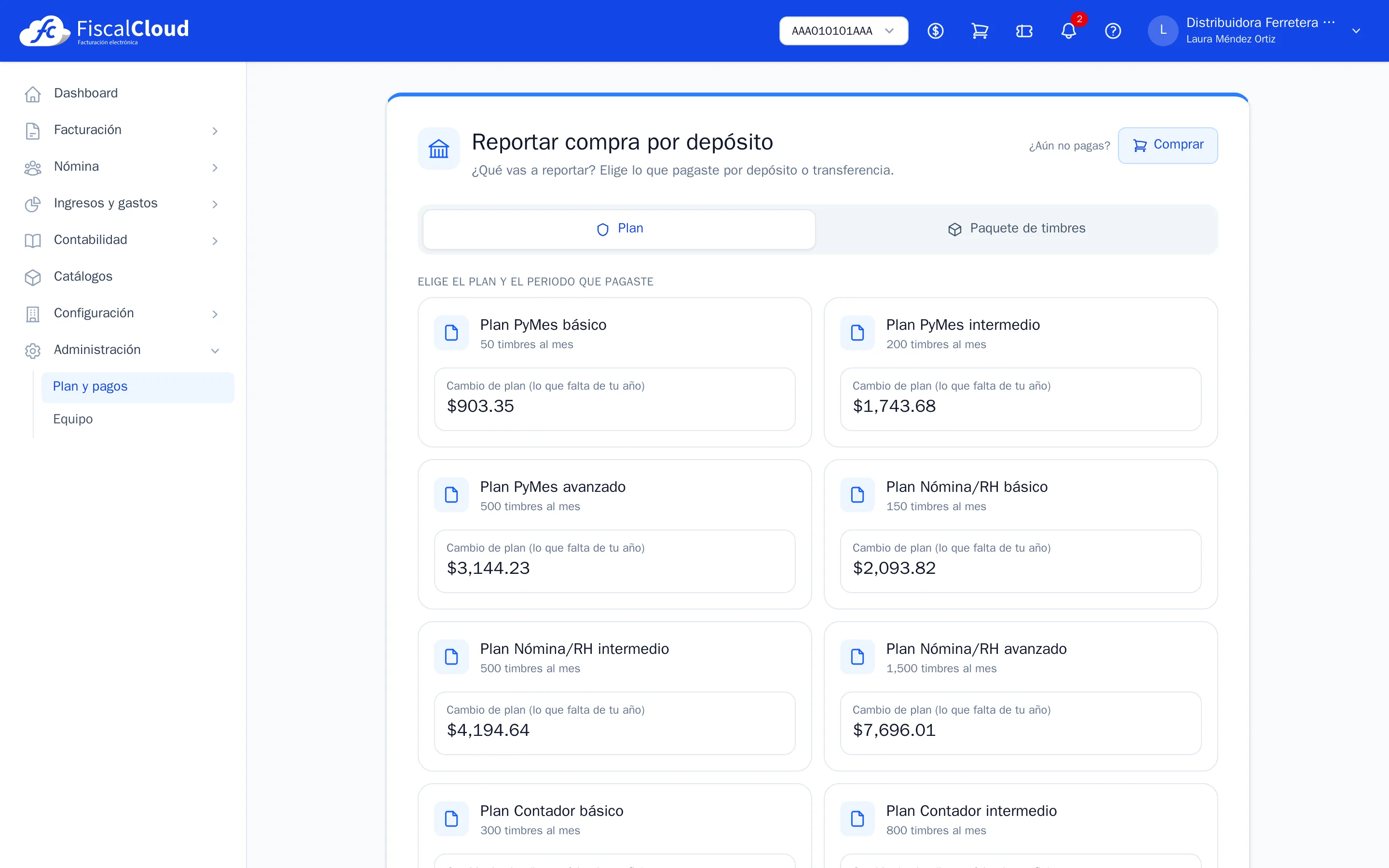 Reportar compra por depósito